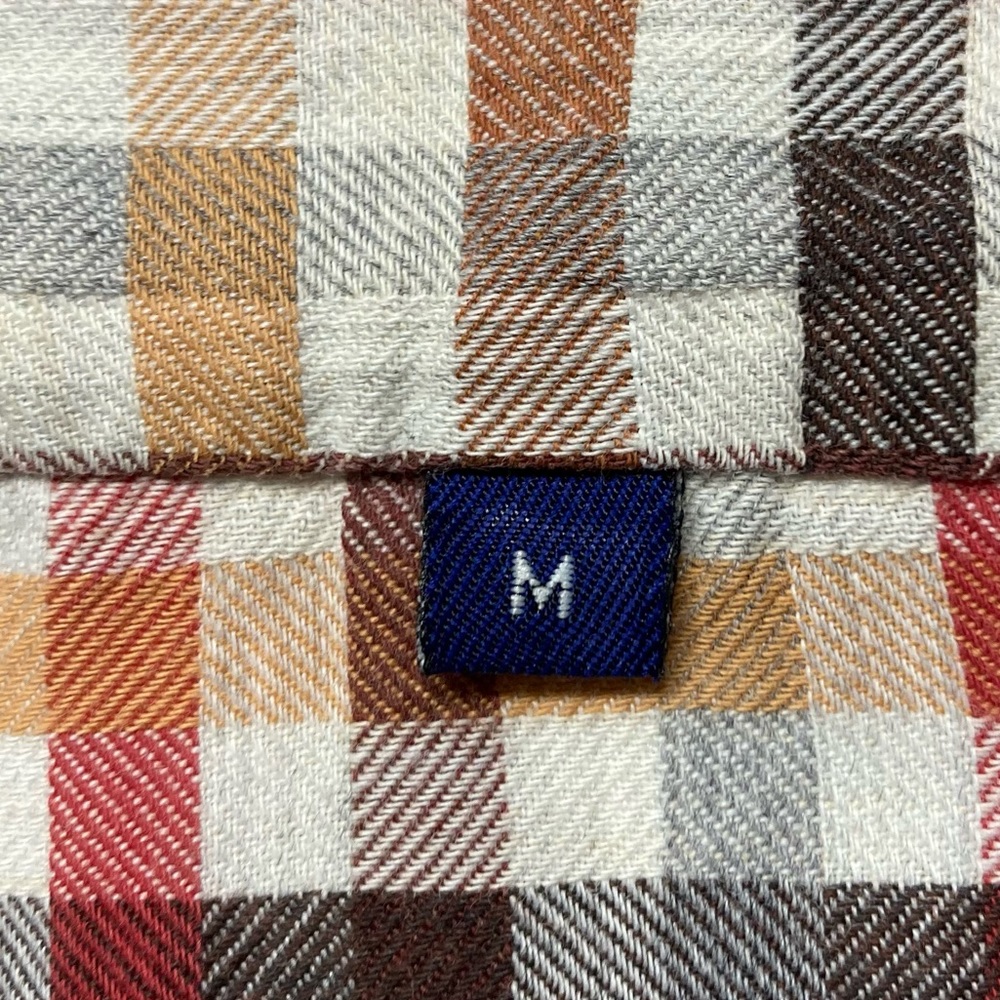 Alan Flusser Shirt Size M Brown, Gold, And Rust Plaid - Picture 5 of 8
